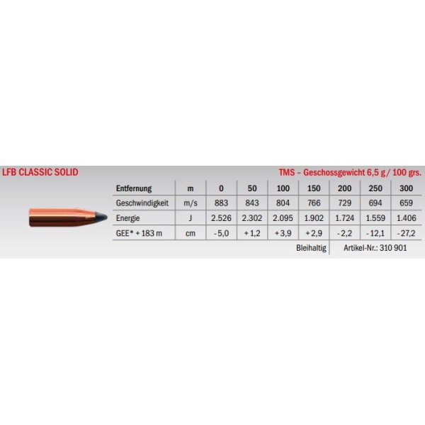 Jagdmunition LFB Classic Solid .243 Win. TMS 6.5g