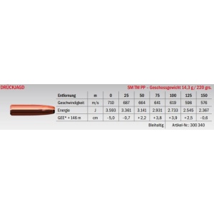 Jagdmunition LFB Drückjagd .308 Win. SM TM PP 14.3g Datenblatt