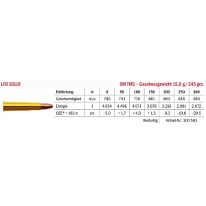 Jagdmunition LFB Solid 10.3x60 R SM TMS 15.9g Datenblatt