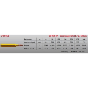 Jagdmunition LFB Solid .300 Wby. Mag. SM TMS HP 11.7g Datenblatt