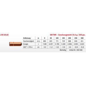 Jagdmunition LFB Solid .378 Wby. Mag. SM TMR 19.4g Datenblatt