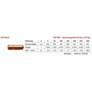 Jagdmunition LFB Solid .500 NE SM TMR 36.9g Datenblatt