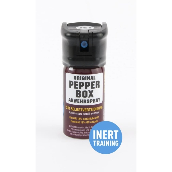 Pfefferspray Pepper-Box klein mit Flip Top für Training mit Flüssigstrahl