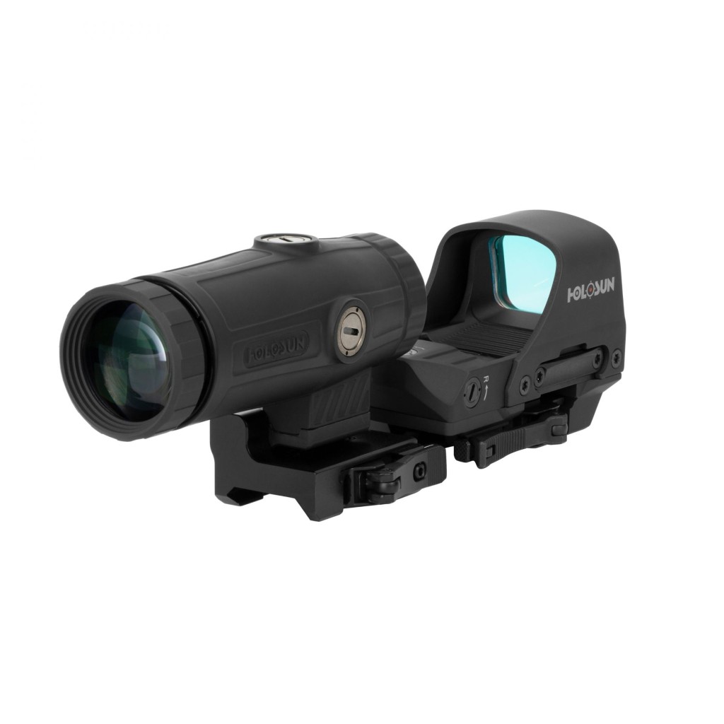 Holosun Set, Holosun Reflexvisier, Modell HS510C-RD mit rotem Wechselabsehen: 2MOA Dot, 65MOA Circledot & 65MOA Circle und Magnifier HM3X