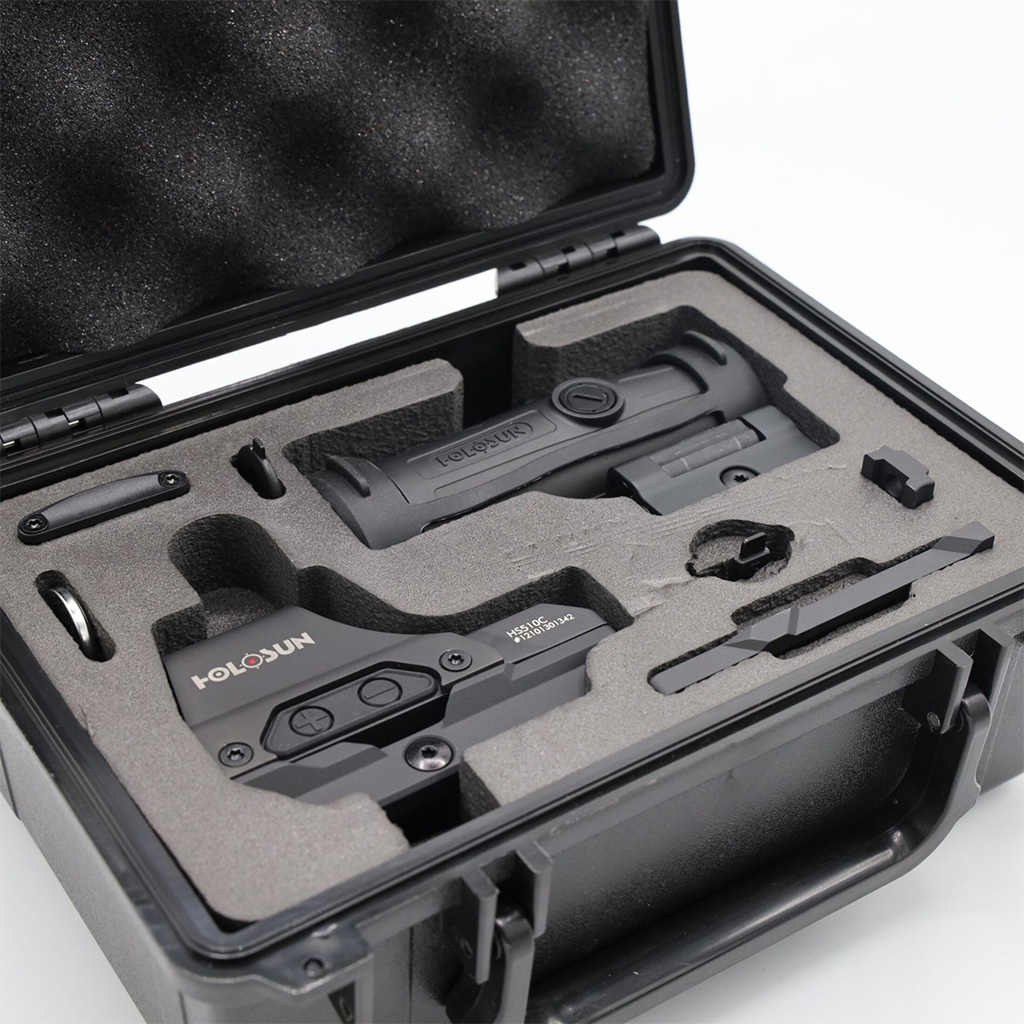 Holosun Set, Holosun Reflexvisier, Modell HE510C-GR mit grünem Wechselabsehen: 2MOA Dot, 65MOA Circledot & 65MOA Circle und Magnifier HM3X