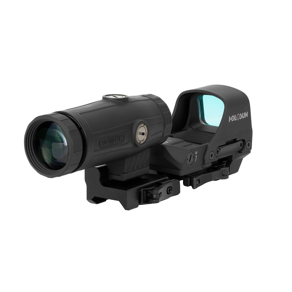Holosun Set, Holosun Reflexvisier, Modell HE510C-GR mit grünem Wechselabsehen: 2MOA Dot, 65MOA Circledot & 65MOA Circle und Magnifier HM3X