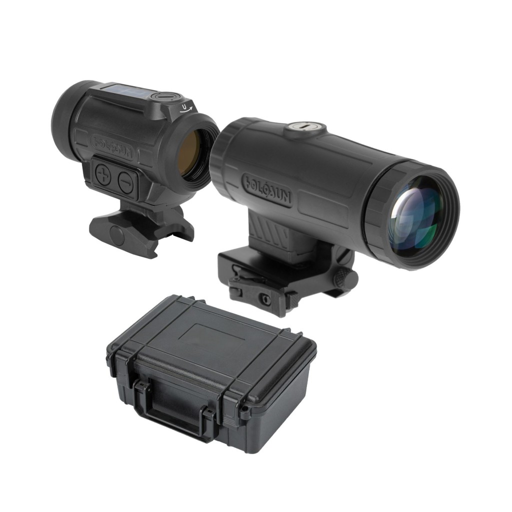Holosun Set, Reflexvisier, Modell ARO-EVO-SPR-RD mit rotem Wechselabsehen: 2MOA Dot & 65MOA Circledot oder SPR-2MOA Dot & SPR-65MOA Circledot und Magnifier HM3X