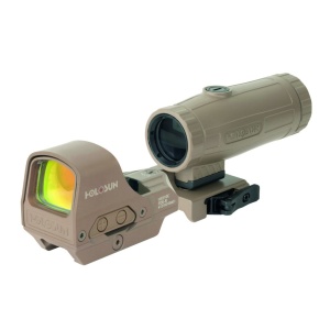 Holosun Set, Holosun Reflexvisier, Modell HS510C-RD-FDE mit rotem Wechselabsehen: 2MOA Dot, 65MOA Circledot & 65MOA Circle und Magnifier HM3X-FDE