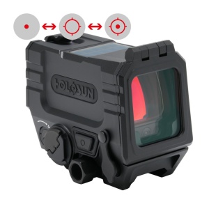 Holosun Reflex Visier mit Laserzielgerät, Modell AEMS-EVO-DUAL mit rotem Wechselabsehen: 2MOA Dot & 65MOA Circledot und grünem Laser mit IR Laser